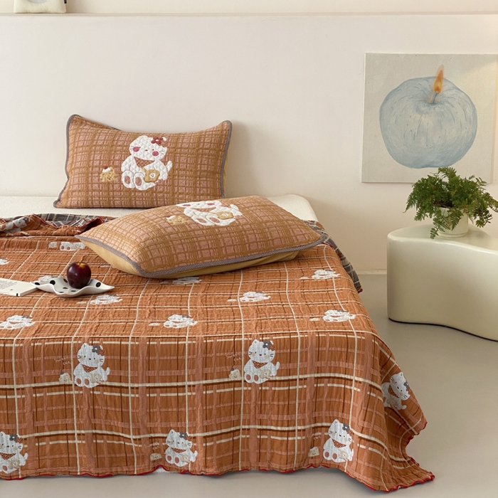 91家纺网 家纺一手货源 找家纺 麻依 2026新款软萌夏被全棉四层纱布 胖胖猫