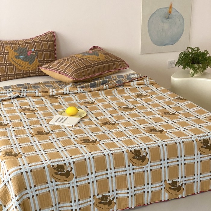 91家纺网 家纺一手货源 找家纺 麻依 2026新款软萌夏被全棉四层纱布 香蕉小猫