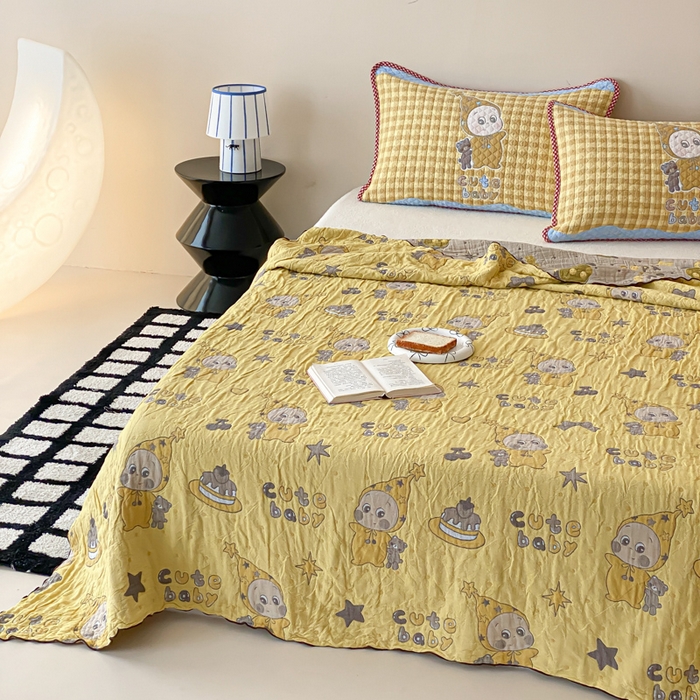 91家纺网 家纺一手货源 找家纺 麻依 2026新款软萌夏被全棉四层纱布 小黄人