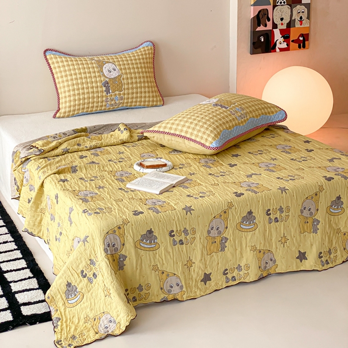 91家纺网 家纺一手货源 找家纺 麻依 2026新款软萌夏被全棉四层纱布 小黄人