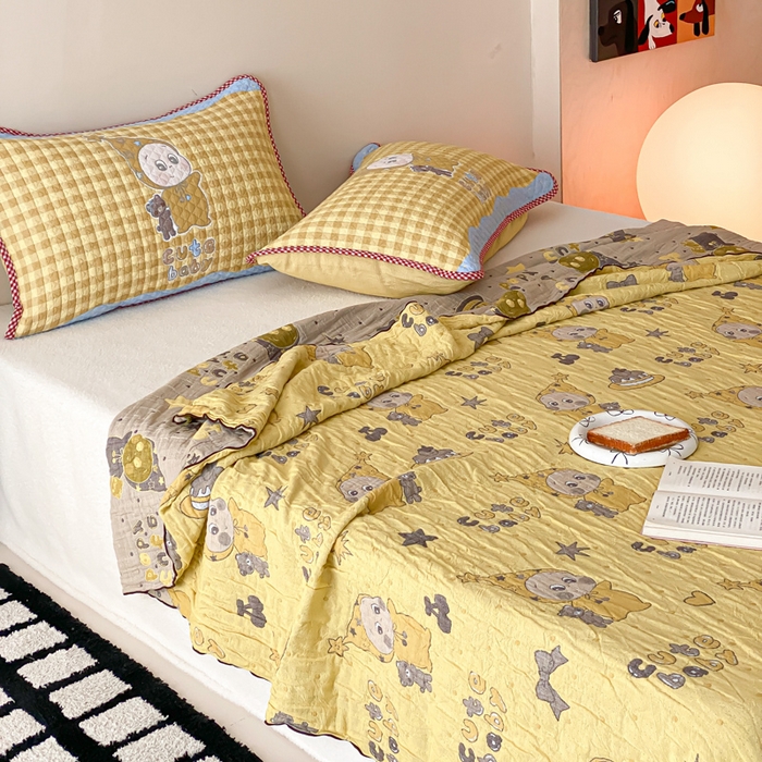 91家纺网 家纺一手货源 找家纺 麻依 2026新款软萌夏被全棉四层纱布 小黄人