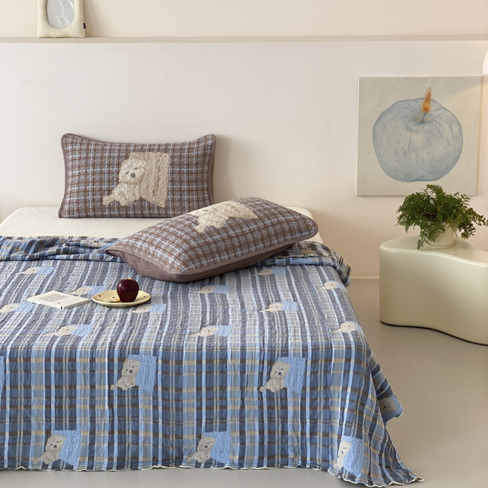 91家纺网 家纺一手货源 找家纺 麻依 2026新款软萌夏被全棉四层纱布 博美仔