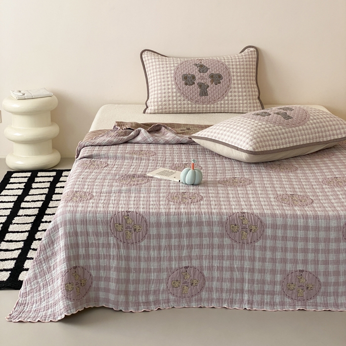 91家纺网 家纺一手货源 找家纺 麻依 2026新款软萌夏被全棉四层纱布 乐园小象