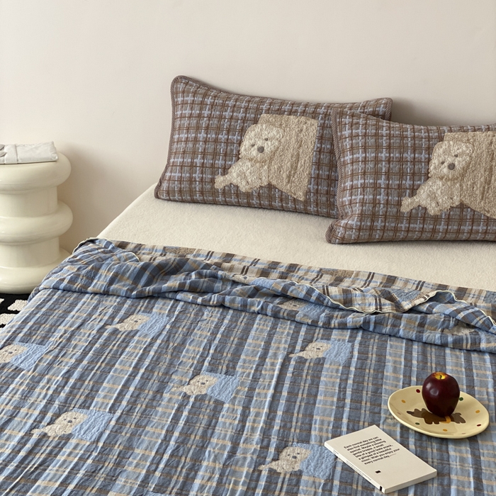 91家纺网 家纺一手货源 找家纺 麻依 2026新款软萌夏被全棉四层纱布 博美仔