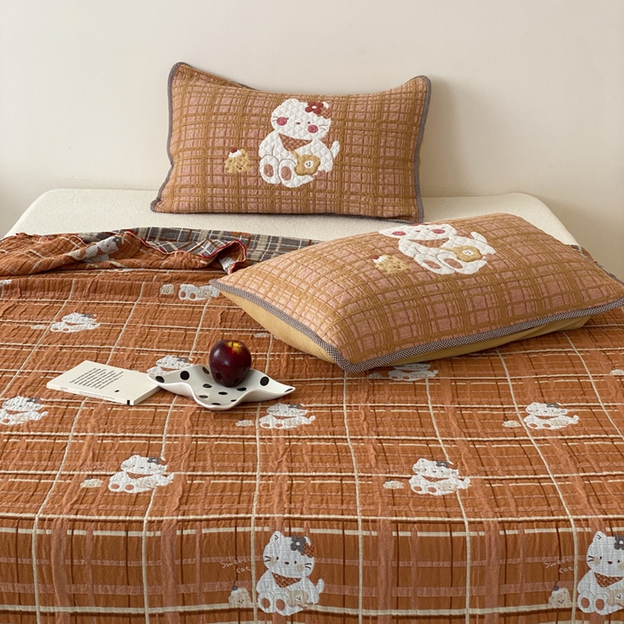 91家纺网 家纺一手货源 找家纺 麻依 2026新款软萌夏被全棉四层纱布 胖胖猫