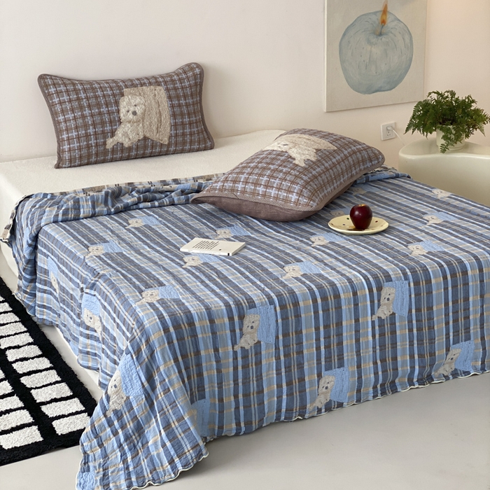 91家纺网 家纺一手货源 找家纺 麻依 2026新款软萌夏被全棉四层纱布 博美仔