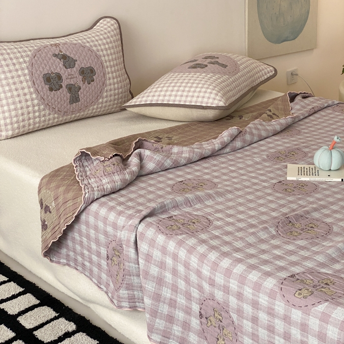 91家纺网 家纺一手货源 找家纺 麻依 2026新款软萌夏被全棉四层纱布 乐园小象