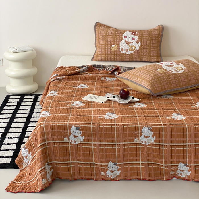 91家纺网 家纺一手货源 找家纺 麻依 2026新款软萌夏被全棉四层纱布 胖胖猫