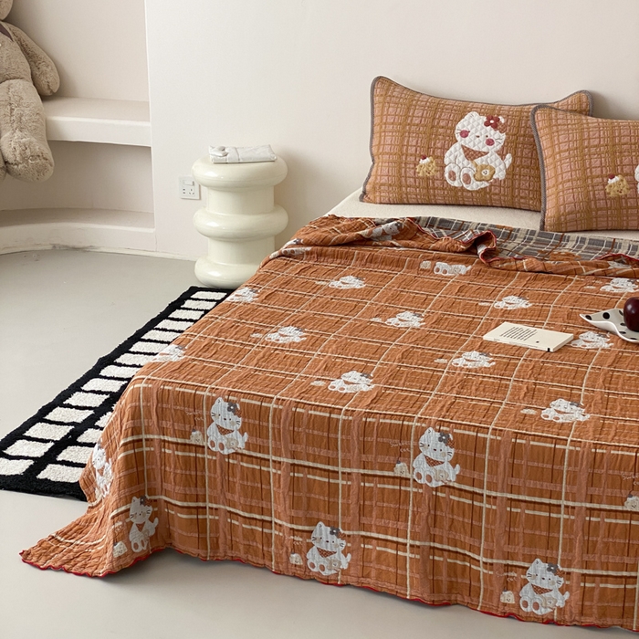 91家纺网 家纺一手货源 找家纺 麻依 2026新款软萌夏被全棉四层纱布 胖胖猫