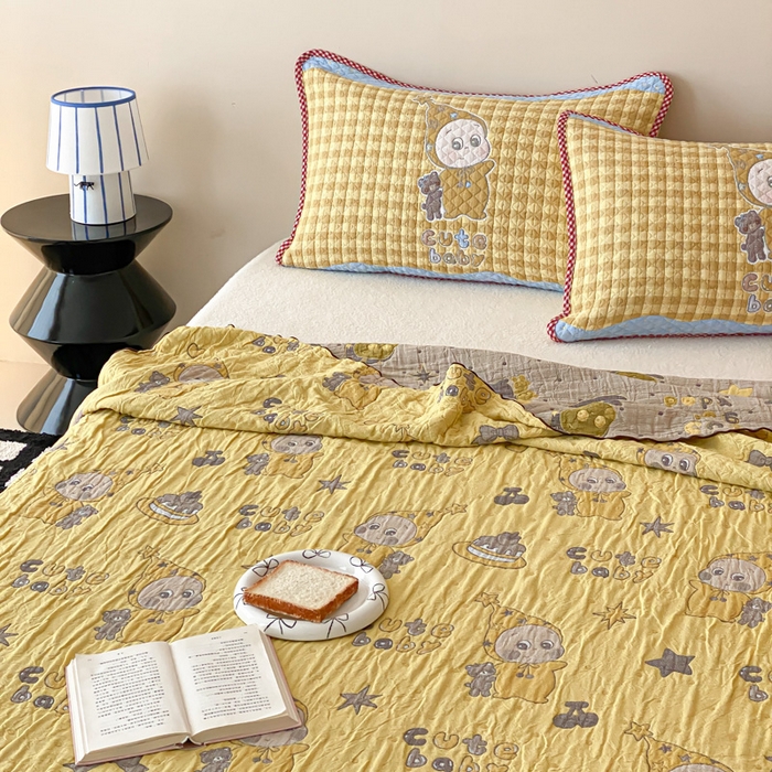 91家纺网 家纺一手货源 找家纺 麻依 2026新款软萌夏被全棉四层纱布 小黄人