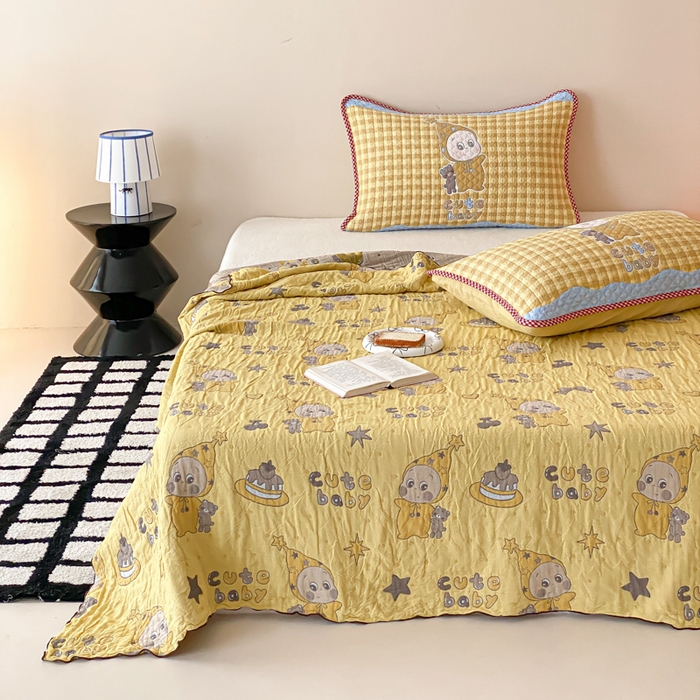 91家纺网 家纺一手货源 找家纺 麻依 2026新款软萌夏被全棉四层纱布 小黄人