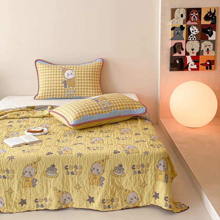 91家纺网 家纺一手货源 找家纺 麻依 2026新款软萌夏被全棉四层纱布 小黄人