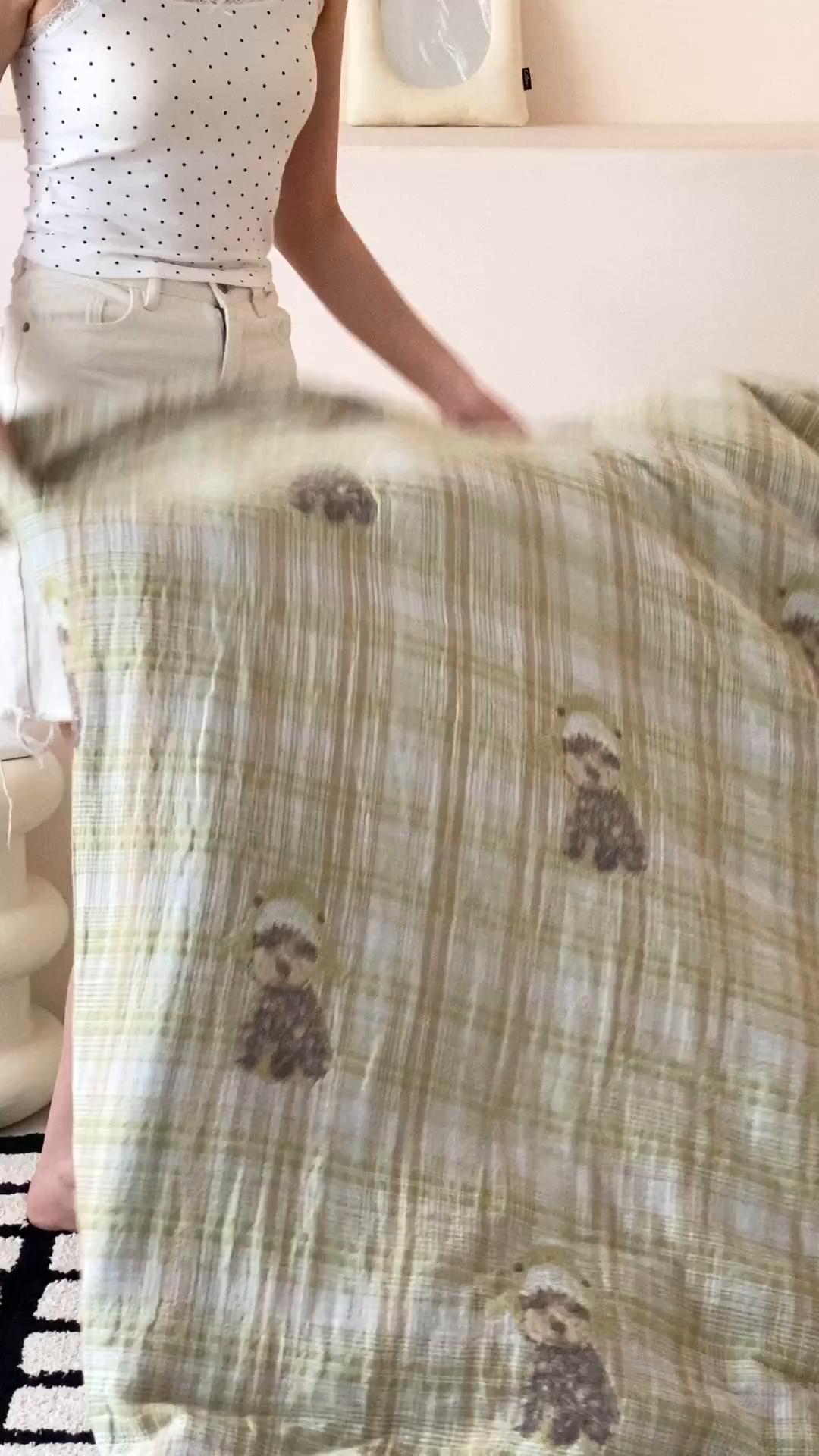 91家纺网 家纺一手货源 找家纺 麻依 2026新款软萌夏被全棉四层纱布 毛绒小狗