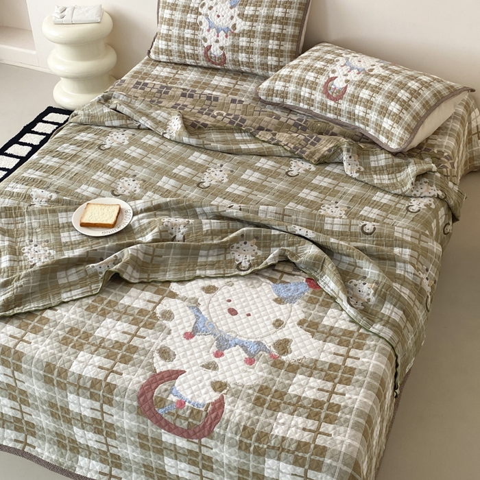 91家纺网 家纺一手货源 找家纺 麻依 2026新款软萌夏被全棉四层纱布 杂技萌宠