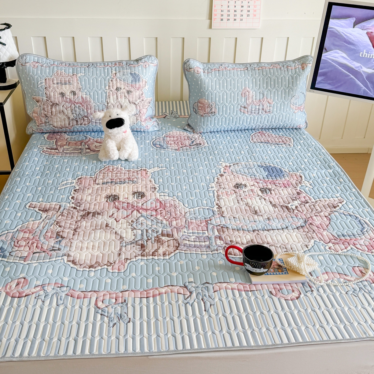 91家纺网 家纺一手货源 找家纺 （总）顾里家纺 2026新款洛丽塔风乳胶席凉席席子三件套