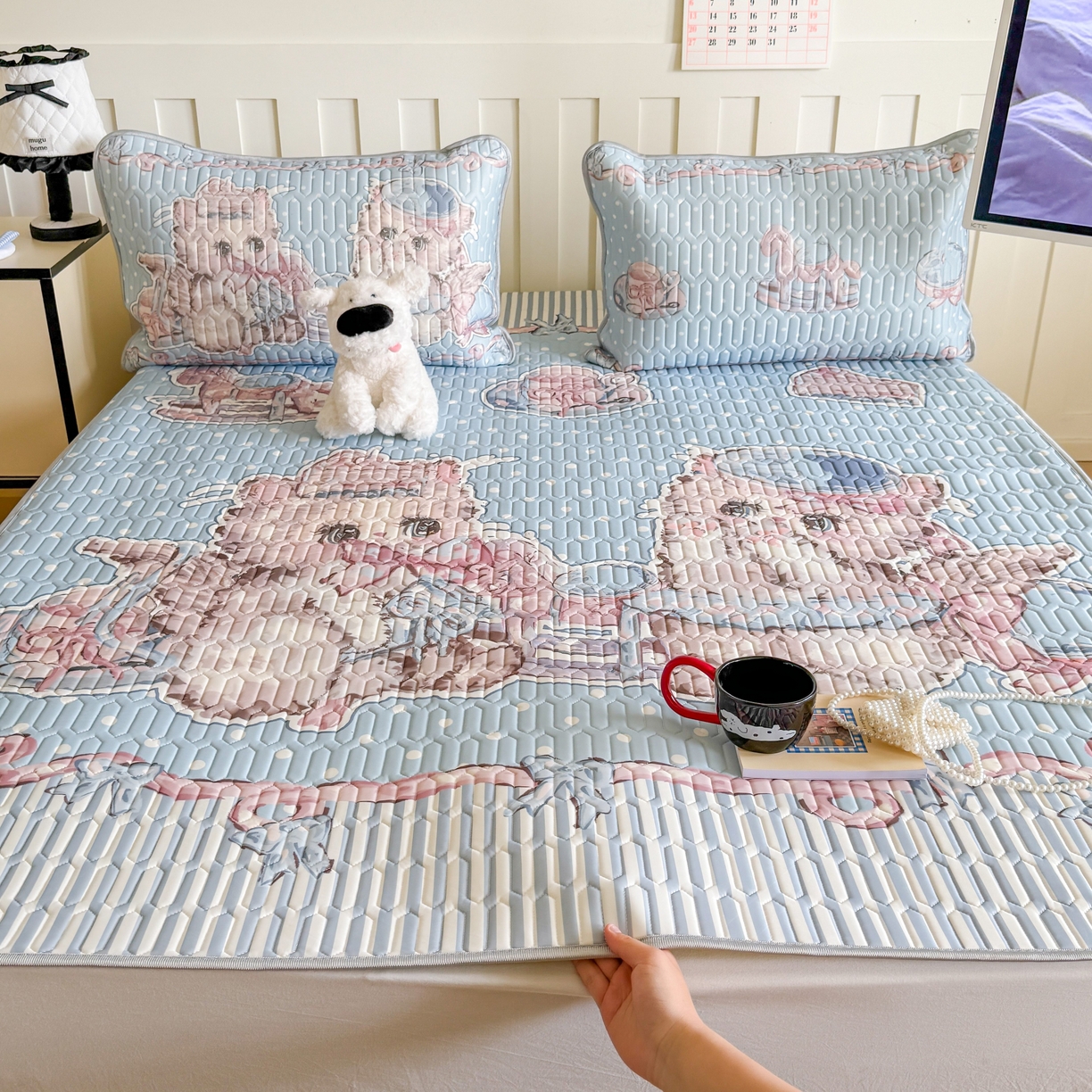 91家纺网 家纺一手货源 找家纺 （总）顾里家纺 2026新款洛丽塔风乳胶席凉席席子三件套