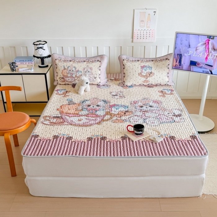 91家纺网 家纺一手货源 找家纺 顾里家纺 2026新款洛丽塔风乳胶席凉席席子三件套 甜品济斯