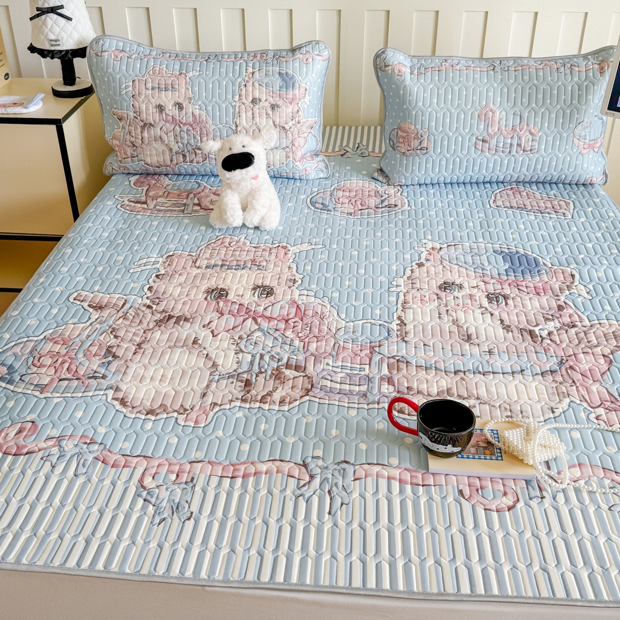 91家纺网 家纺一手货源 找家纺 （总）顾里家纺 2026新款洛丽塔风乳胶席凉席席子三件套