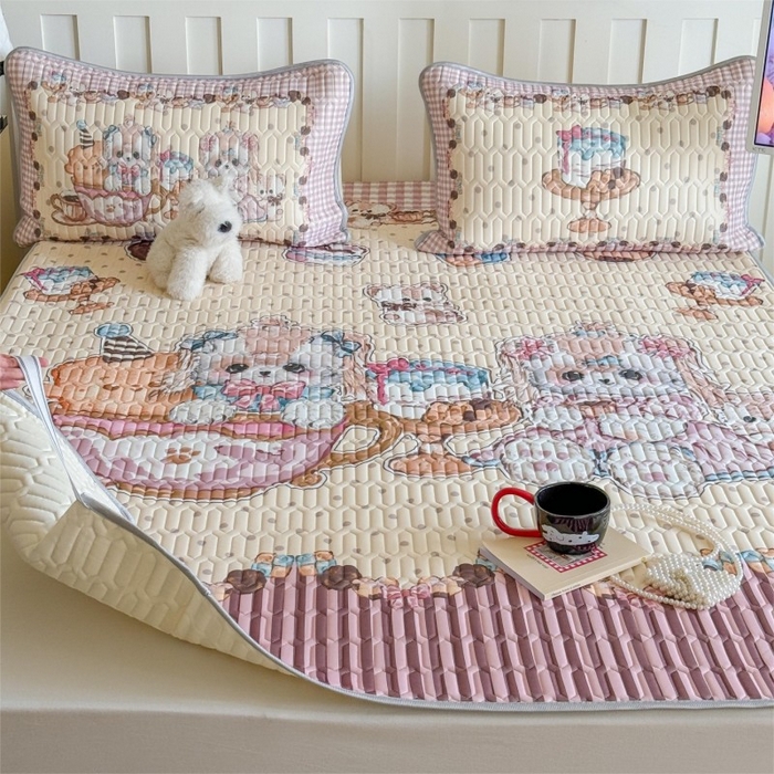 91家纺网 家纺一手货源 找家纺 顾里家纺 2026新款洛丽塔风乳胶席凉席席子三件套 甜品济斯