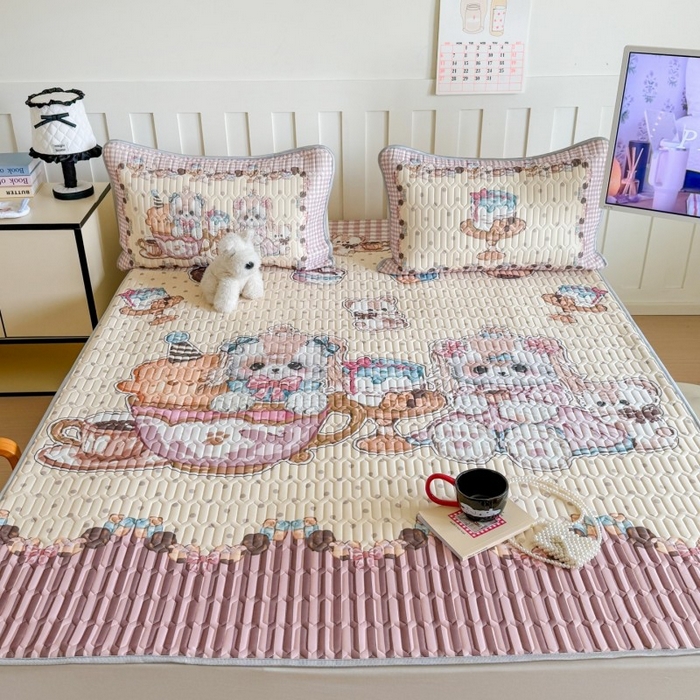 91家纺网 家纺一手货源 找家纺 顾里家纺 2026新款洛丽塔风乳胶席凉席席子三件套 甜品济斯