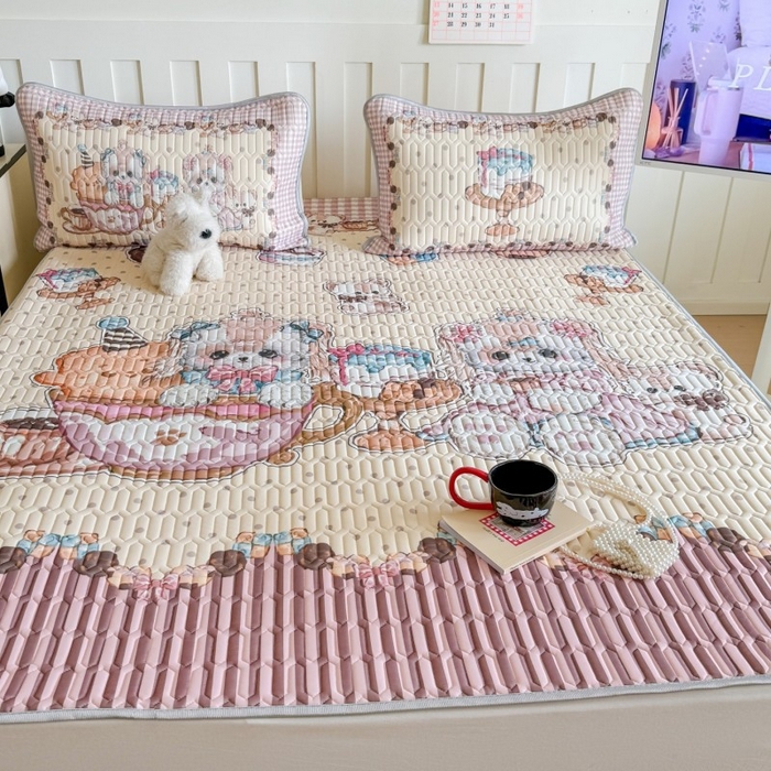 91家纺网 家纺一手货源 找家纺 顾里家纺 2026新款洛丽塔风乳胶席凉席席子三件套 甜品济斯