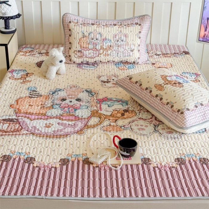 91家纺网 家纺一手货源 找家纺 顾里家纺 2026新款洛丽塔风乳胶席凉席席子三件套 甜品济斯