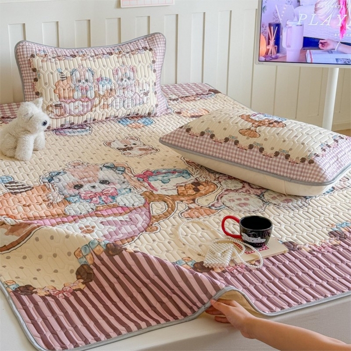 91家纺网 家纺一手货源 找家纺 顾里家纺 2026新款洛丽塔风乳胶席凉席席子三件套 甜品济斯