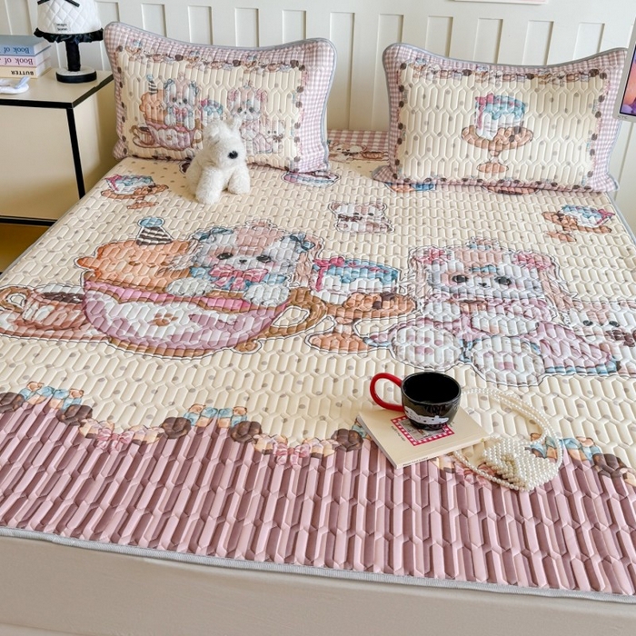 91家纺网 家纺一手货源 找家纺 顾里家纺 2026新款洛丽塔风乳胶席凉席席子三件套 甜品济斯