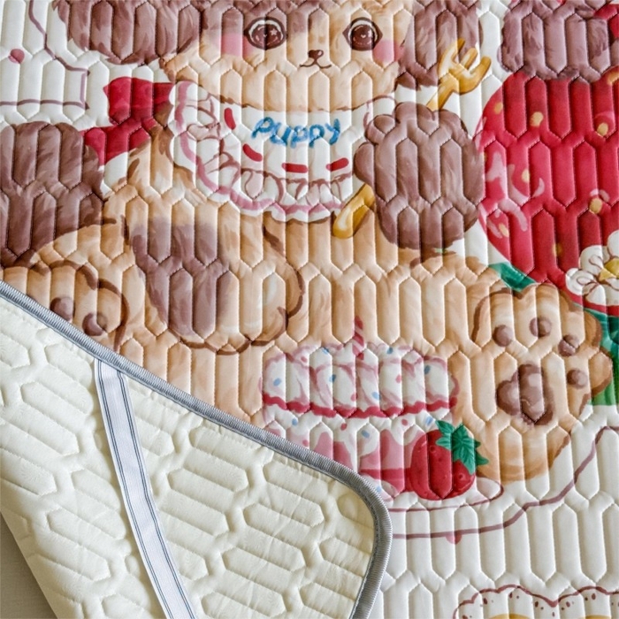 91家纺网 家纺一手货源 找家纺 顾里家纺 2026新款洛丽塔风乳胶席凉席席子三件套 甜品小狗