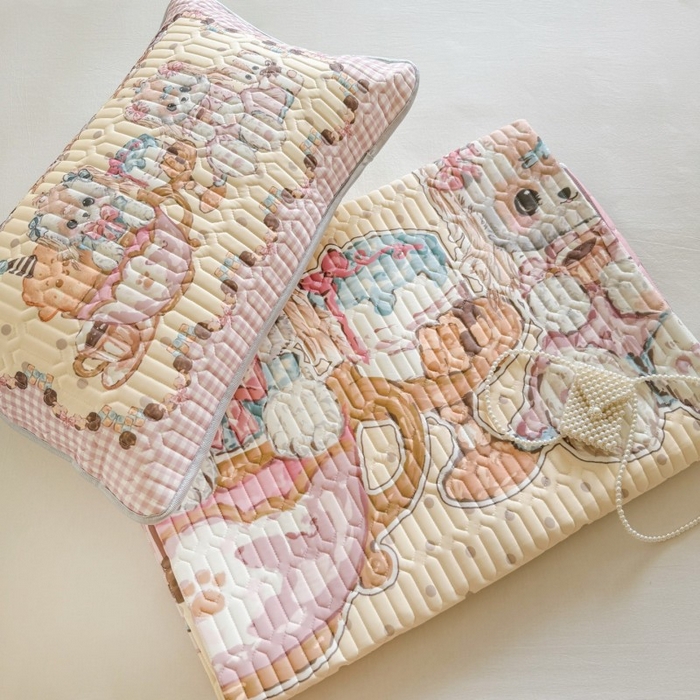 91家纺网 家纺一手货源 找家纺 顾里家纺 2026新款洛丽塔风乳胶席凉席席子三件套 甜品济斯