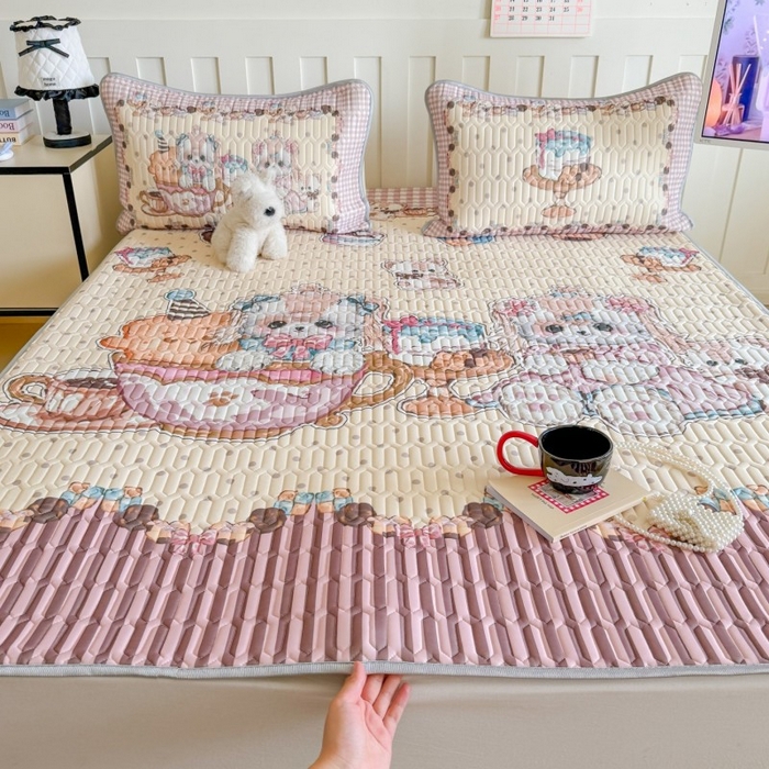 91家纺网 家纺一手货源 找家纺 顾里家纺 2026新款洛丽塔风乳胶席凉席席子三件套 甜品济斯