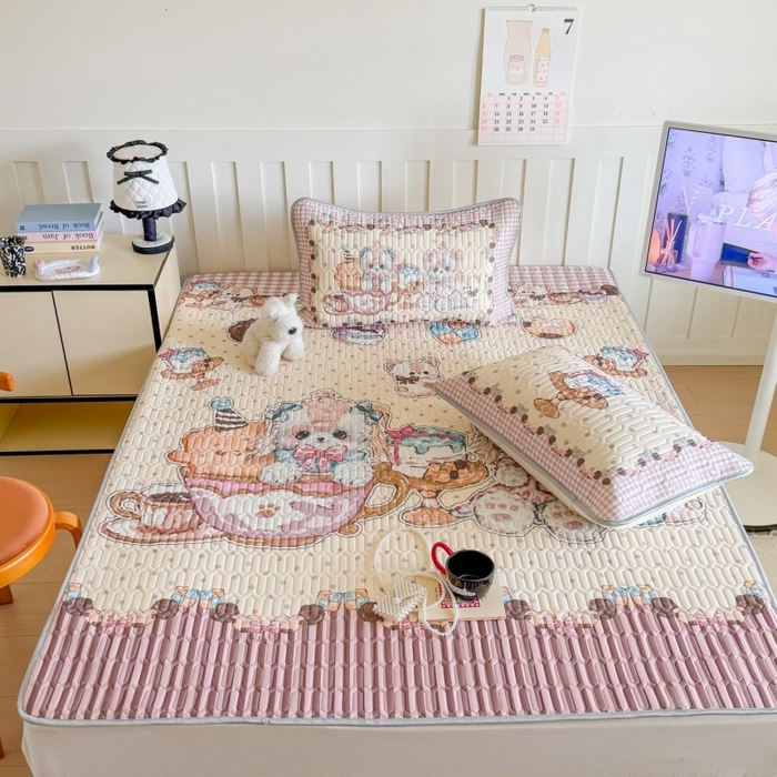 91家纺网 家纺一手货源 找家纺 顾里家纺 2026新款洛丽塔风乳胶席凉席席子三件套 甜品济斯