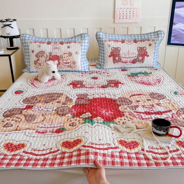 顾里家纺 2026新款洛丽塔风乳胶席凉席席子三件套 甜品小狗