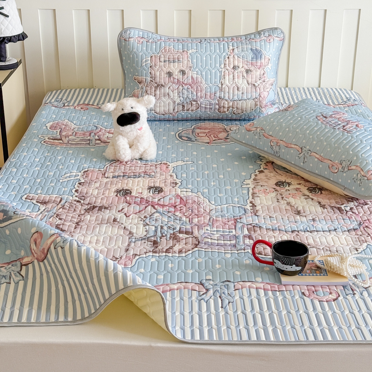 91家纺网 家纺一手货源 找家纺 （总）顾里家纺 2026新款洛丽塔风乳胶席凉席席子三件套