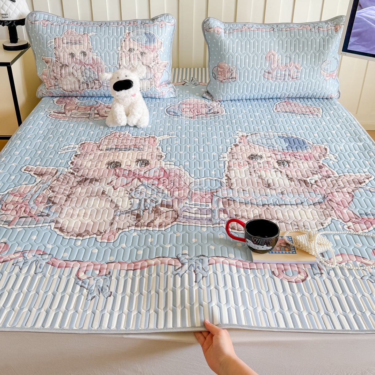 91家纺网 家纺一手货源 找家纺 （总）顾里家纺 2026新款洛丽塔风乳胶席凉席席子三件套