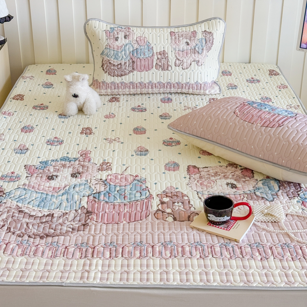 91家纺网 家纺一手货源 找家纺 顾里家纺 2026新款洛丽塔风乳胶席凉席席子三件套 蕾丝布偶