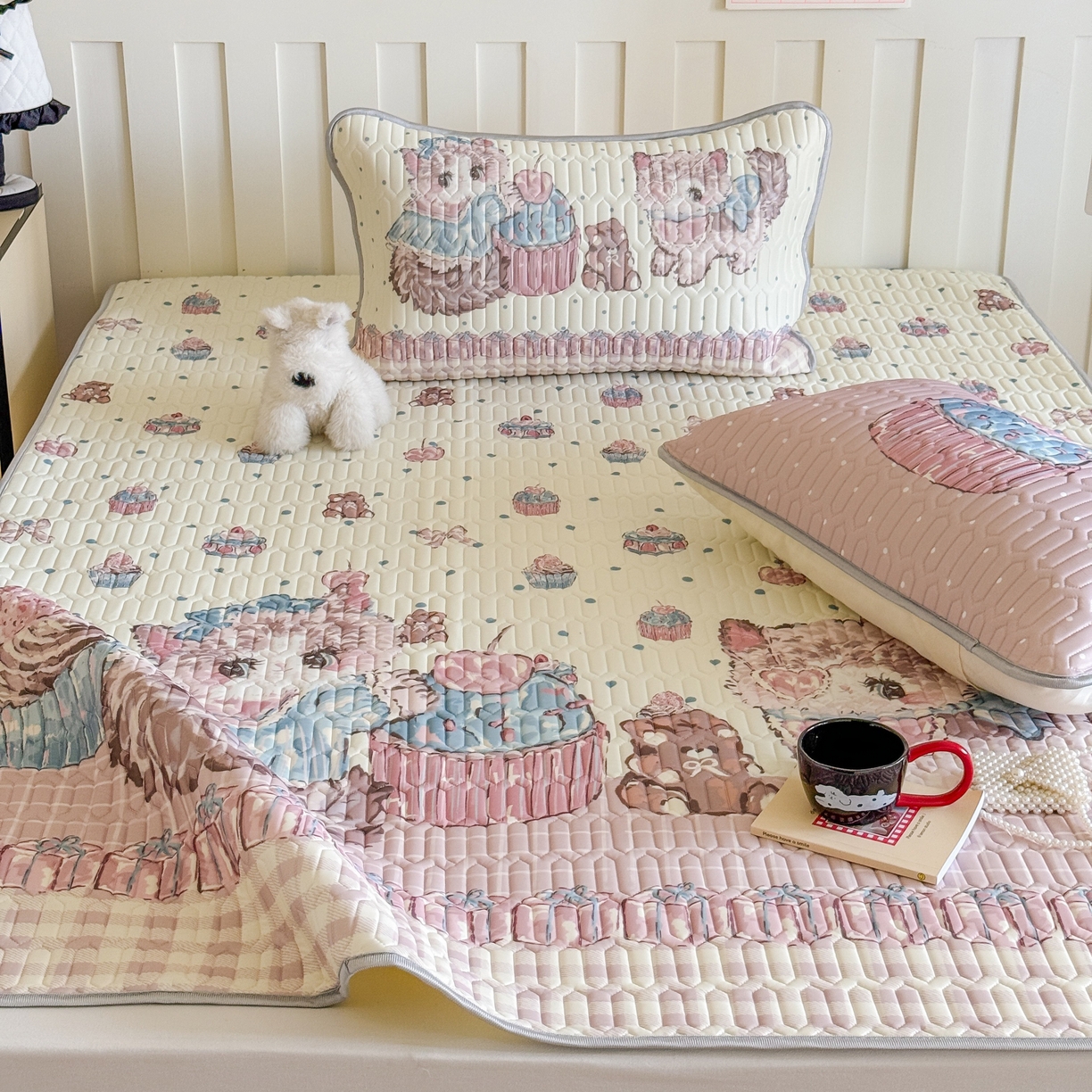 91家纺网 家纺一手货源 找家纺 顾里家纺 2026新款洛丽塔风乳胶席凉席席子三件套 蕾丝布偶