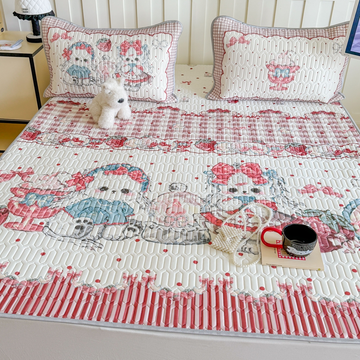 91家纺网 家纺一手货源 找家纺 顾里家纺 2026新款洛丽塔风乳胶席凉席席子三件套 洛丽好友