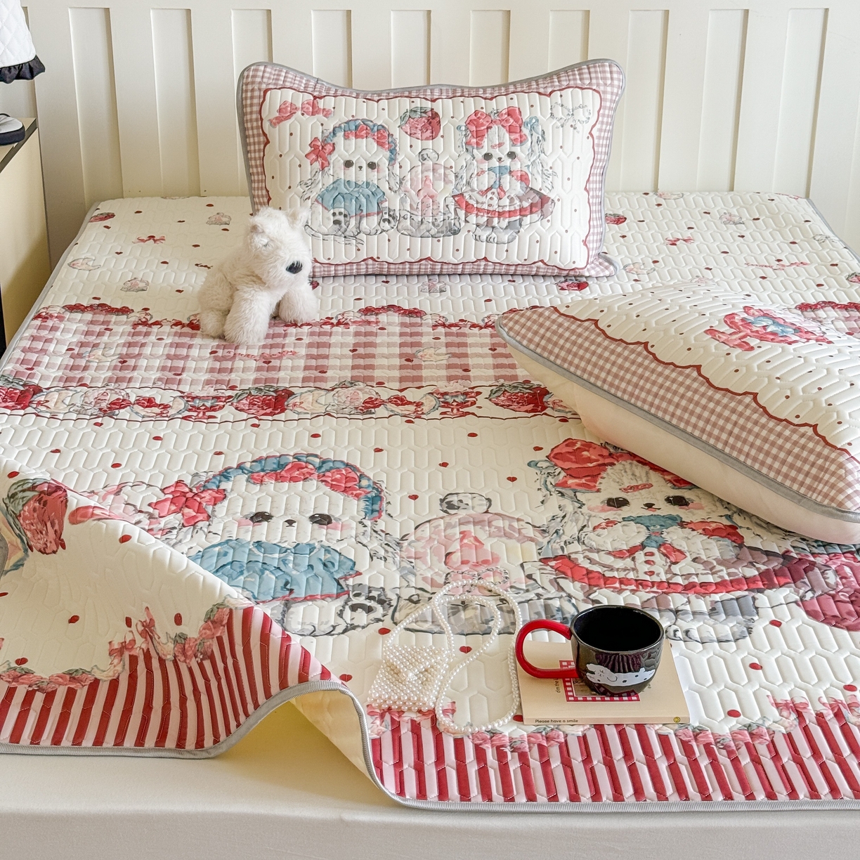 91家纺网 家纺一手货源 找家纺 顾里家纺 2026新款洛丽塔风乳胶席凉席席子三件套 洛丽好友