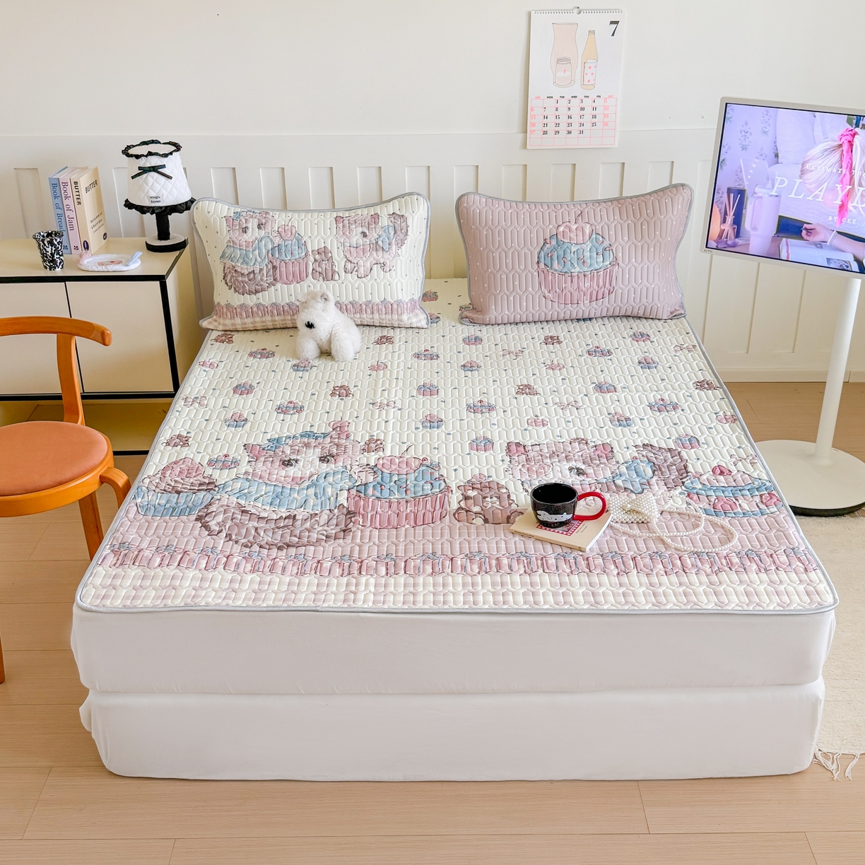 91家纺网 家纺一手货源 找家纺 顾里家纺 2026新款洛丽塔风乳胶席凉席席子三件套 蕾丝布偶