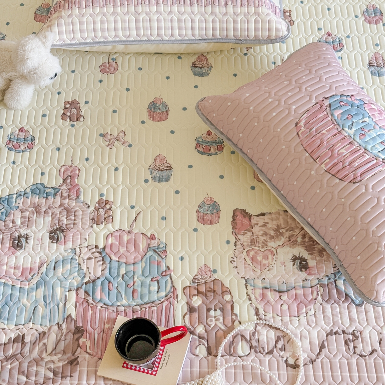 91家纺网 家纺一手货源 找家纺 顾里家纺 2026新款洛丽塔风乳胶席凉席席子三件套 蕾丝布偶