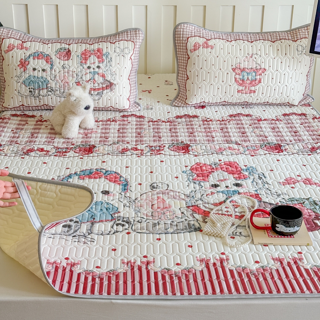 91家纺网 家纺一手货源 找家纺 顾里家纺 2026新款洛丽塔风乳胶席凉席席子三件套 洛丽好友