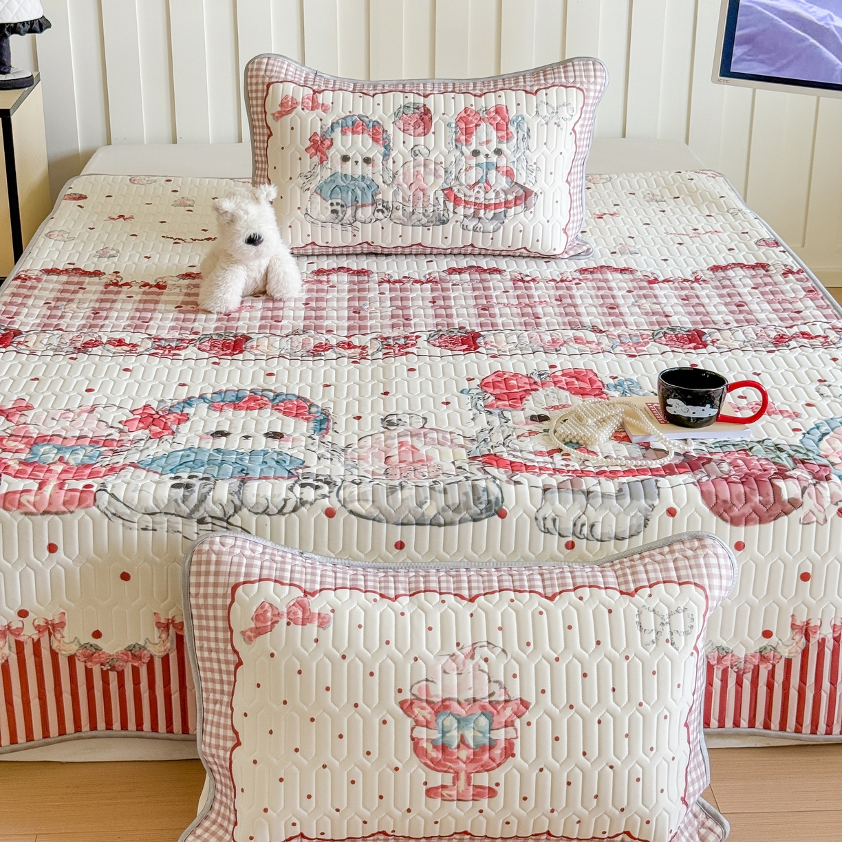 91家纺网 家纺一手货源 找家纺 顾里家纺 2026新款洛丽塔风乳胶席凉席席子三件套 洛丽好友