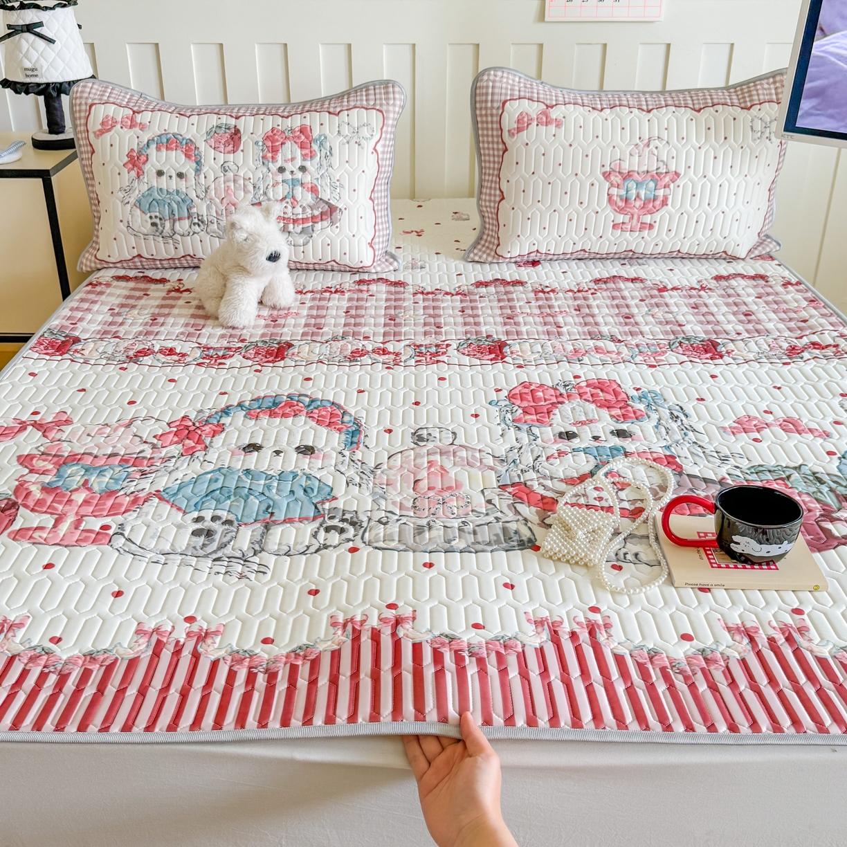 91家纺网 家纺一手货源 找家纺 顾里家纺 2026新款洛丽塔风乳胶席凉席席子三件套 洛丽好友