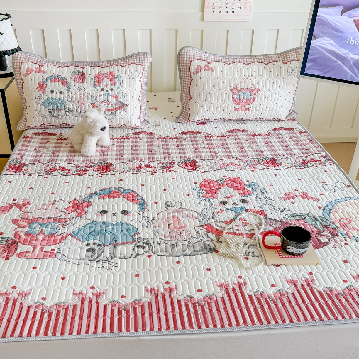 91家纺网 家纺一手货源 找家纺 顾里家纺 2026新款洛丽塔风乳胶席凉席席子三件套 洛丽好友