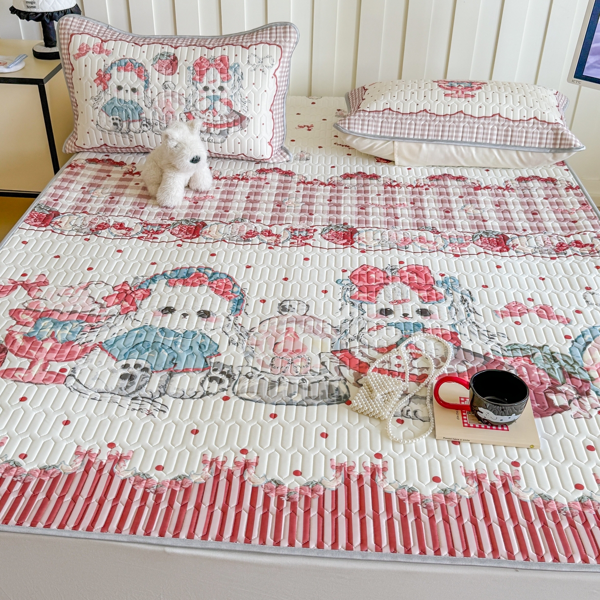 91家纺网 家纺一手货源 找家纺 顾里家纺 2026新款洛丽塔风乳胶席凉席席子三件套 洛丽好友