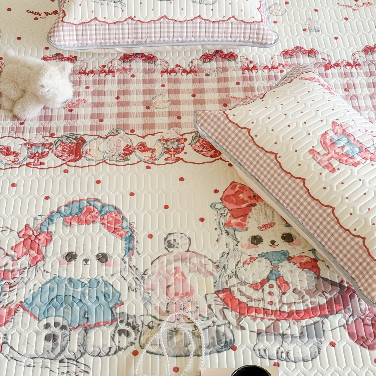 91家纺网 家纺一手货源 找家纺 顾里家纺 2026新款洛丽塔风乳胶席凉席席子三件套 洛丽好友