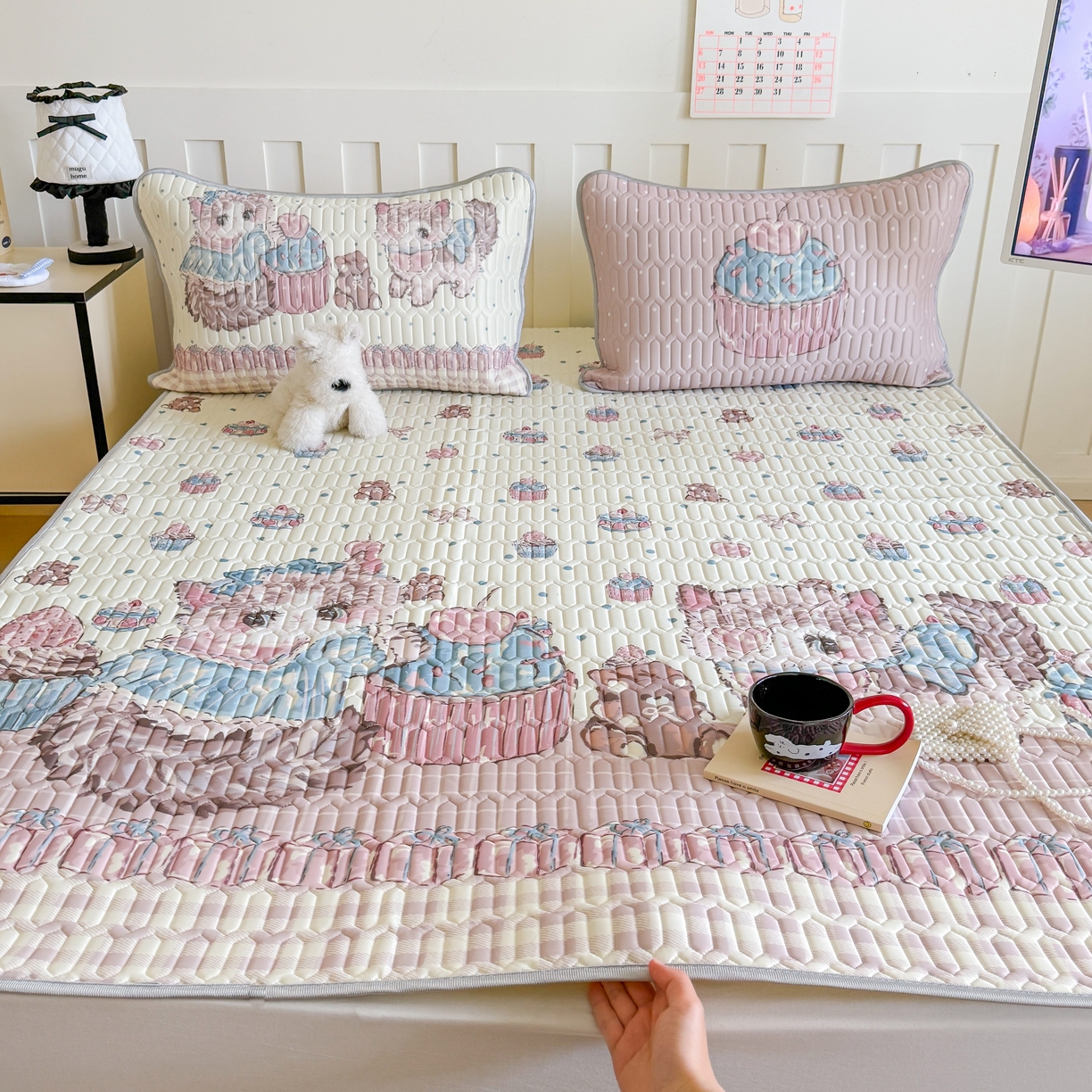 91家纺网 家纺一手货源 找家纺 顾里家纺 2026新款洛丽塔风乳胶席凉席席子三件套 蕾丝布偶