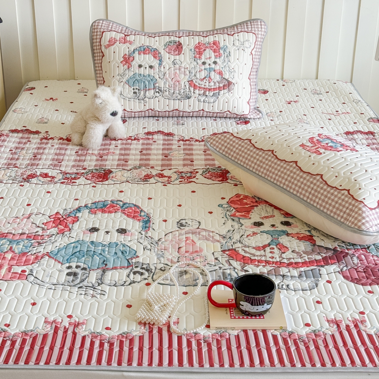 91家纺网 家纺一手货源 找家纺 顾里家纺 2026新款洛丽塔风乳胶席凉席席子三件套 洛丽好友