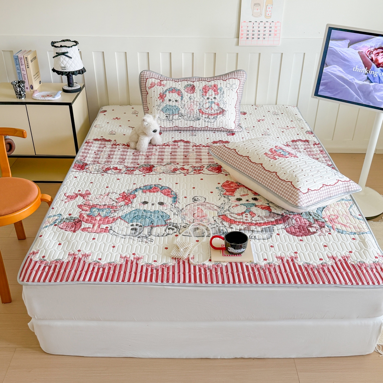 91家纺网 家纺一手货源 找家纺 顾里家纺 2026新款洛丽塔风乳胶席凉席席子三件套 洛丽好友